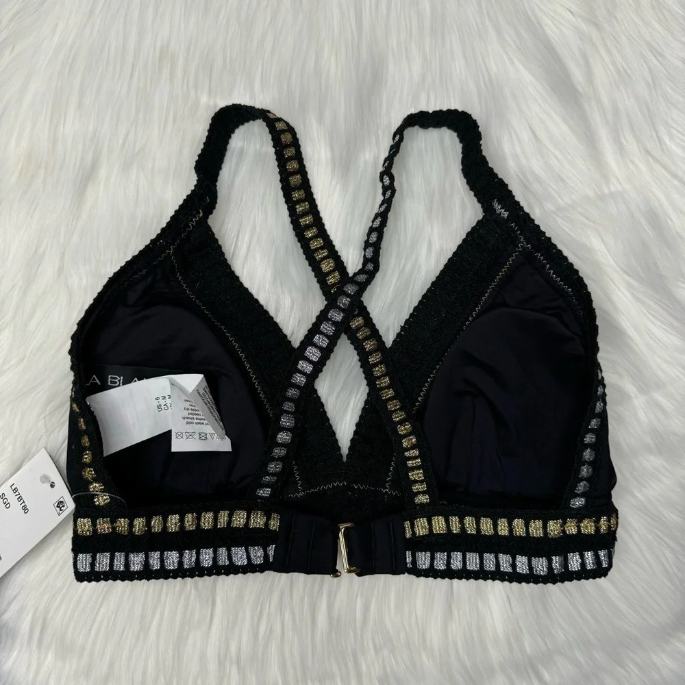 NWT La Blanca Threading Along Triangle Bikini Top size 6